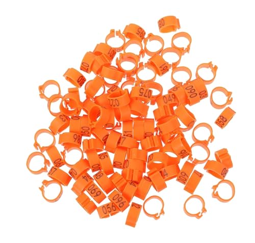 100-nummerierter Taubenfußkettchen-Vogel-Standard-Beinring-Clip 10 mm ist geeignet for Wachteln, Tauben, Liebesvögel, Finken und kleines Geflügel(Orange) von EAXAY