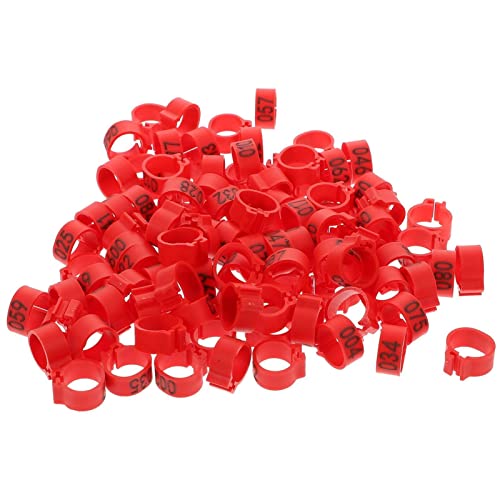 100-nummerierter Taubenfußkettchen-Vogel-Standard-Beinring-Clip 10 mm ist geeignet for Wachteln, Tauben, Liebesvögel, Finken und kleines Geflügel(Red) von EAXAY