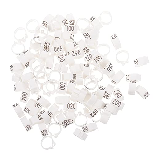 100-nummerierter Taubenfußkettchen-Vogel-Standard-Beinring-Clip 10 mm ist geeignet for Wachteln, Tauben, Liebesvögel, Finken und kleines Geflügel(White) von EAXAY