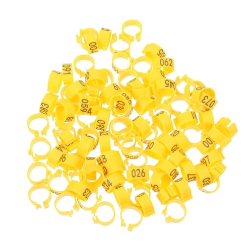 100-nummerierter Taubenfußkettchen-Vogel-Standard-Beinring-Clip 10 mm ist geeignet for Wachteln, Tauben, Liebesvögel, Finken und kleines Geflügel(Yellow) von EAXAY