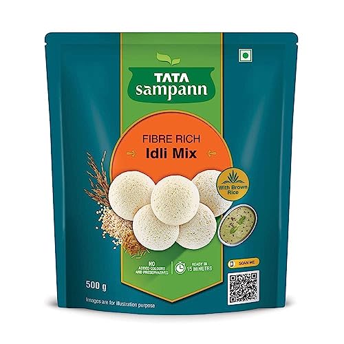 Green Velly Sampann Fibre Rich Idli Mix | Ready to Cook Breakfast Mix | Ready in 15 Minutes | Soft, Fluffy & Tasty Idlis | Idli Batter | 500 g von ECH