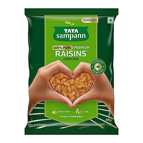 Green Velly Sampann Pure Raisins Seedless | Premium Kishmish | Source of Potassium | Premium Dry Fruits | 200g von ECH