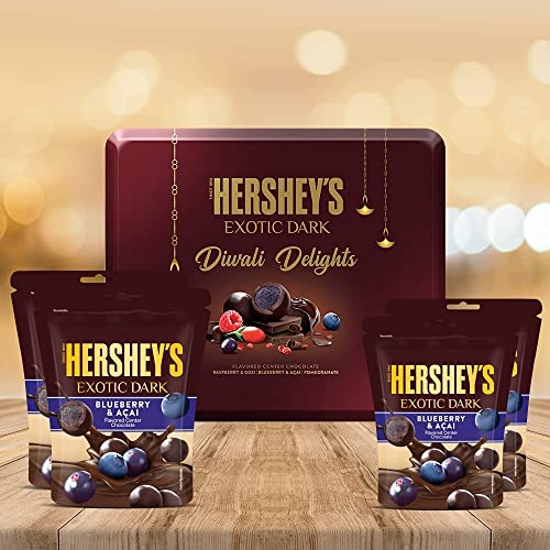 HERSHE Delicious Exotic Dark - Diwali Delights Gift Pack Blueberry & Acai 266g, Chocolate von ECH