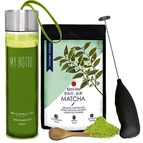 Natural Pure Herbal Kimino - Organic Matcha Tea - 50 gms - Holiday Combo Kit- (Recipe EBook + Wooden Spoon + Electric Whisk + Carry Bottle) von ECH