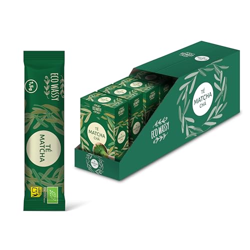 Zertifizierter JAPANISCHER Matcha-Tee. 100 Dosen, zeremonielle Qualität. 100 einzelne Sticks für einfachen Transport. 100% natürliches Matcha-Pulver. Reduzierer, Entgifter und Antioxidans. (100 Stick von ECO WASSY