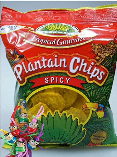 [ 10x 85g ] TROPICAL GOURMET Bananen Chips [ Spicy (scharf) ] aus Ecuador + ein kleines Glückspüppchen - Holzpüppchen von ECORUT S.A Guayaquil - Ecuador.