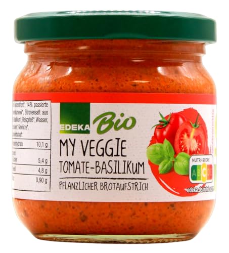 Edeka Bio My Veggie pflanzlicher Brotaufstrich Tomate-Basilikum vegan, 6er Pack (6 x 180g) von EDEKA Bio