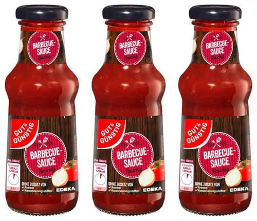 Gut und Günstig Barbecue Grillsauce BBQ 3er Pack Saucen zum Grillen Dips in Glasflasche 3x250 ml von EDEKA