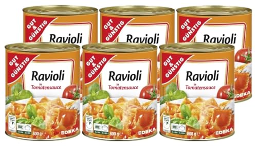 Gut & Günstig Ravioli in Tomatensauce 6x800g Dose Fertiggericht Nudeln mit Tomatensoße von EDEKA von EDEKA