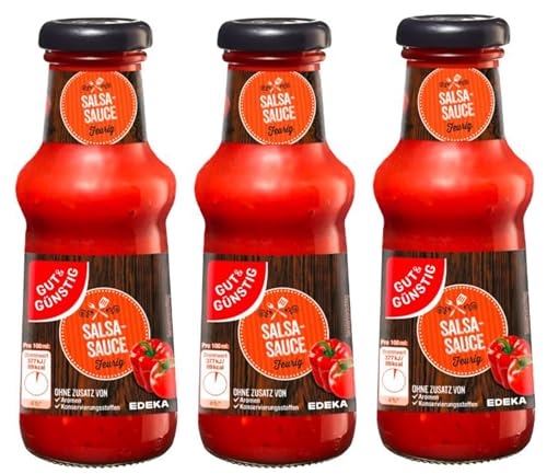 Gut und Günstig Salsa Sauce Grillsaucen 3er Pack Chili Saucen zum Grillen Dips in Glasflasche 3x250 ml von EDEKA