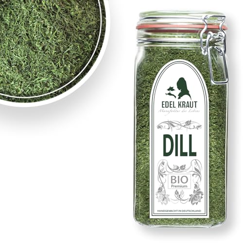 Dill getrocknet BIO Dillspitzen 200g im Premium Drahtbügelglas | EDEL KRAUT - 100% naturreine BIO DILLSPITZEN geschnitten - Dill Herb - ohne jegliche Zusatzstoffe - für Salat und Fleischgerichte von EDEL KRAUT Manufaktur des Lebens