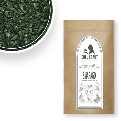 EDEL KRAUT BIO Fleur de Sel Smaragd mit Spirulina | 250g Premium handgeschöpfte Norwegische Salzflocken von EDEL KRAUT Manufaktur des Lebens