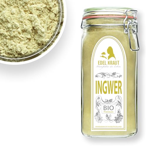 INGWERPULVER BIO 500g im Premium Glas | EDEL KRAUT - INGWER PULVER Bio - 100% reine Bio Ingwer gemahlen Ginger - Powder Organic - PREMIUM BIO Ingwerpulver von EDEL KRAUT Manufaktur des Lebens