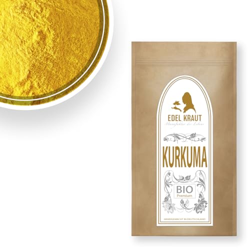 KURKUMA PULVER BIO | EDEL KRAUT 100% reines BIO Curcuma Pulver - Bio Kurkuma ist perfekt für Smoothies, Goldene Milch, Pasten, Kurkuma Bio Latte 1000g | 1kg turmeric powder - Premium Kurkuma Gewürz von EDEL KRAUT Manufaktur des Lebens