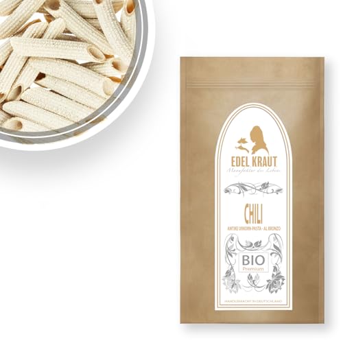 BIO Chili Penne 250g | EDEL KRAUT - 100% Nudel aus antikem Urgetreide (bronzegezogen) Urkorn Pasta aus Hartweizengries mit Superfood - Vollkornnudeln - WENIG GLUTEN von EDEL KRAUT