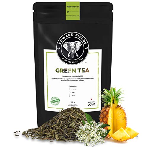 Edward Fields Tea ® - Bio-Grüntee in großen Mengen mit Ananas und Holunderblüten. Handgepflückter Bio-Tee mit Kurkuma, Açai, Schachtelhalm von EDWARD FIELDS HIGH QUALITY TEA