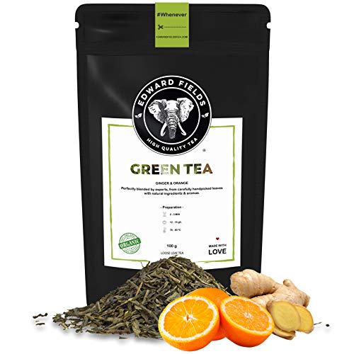 Edward Fields Tea ® - Großer Bio-Grüntee mit Ingwer und Orange. Von Hand geernteter Bio-Grüntee mit natürlichen und ökologischen Zutaten und Aromen, 100g, China. von EDWARD FIELDS HIGH QUALITY TEA