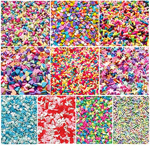 EHOPE Bunte künstliche Streusel, Tonstreusel für Schleimfüller, DIY Schleim, Zubehör, künstliche Süßigkeiten, Schokolade, Kuchen, Dessert, Spielzeug (10 Farben, 120 g) von EHOPE