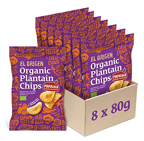 el origen Bio Kochbananen Chips mit Paprika 8er Pack, 8 x 80g von el origen