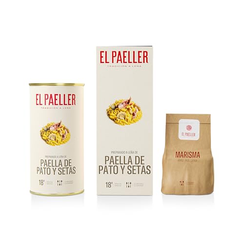 EL PAELLER - Fertigmischung für Enten- und Pilz-Paella | Handwerklich über Holzfeuer gekocht | 100% Natürliche Zutaten | Für 2-3 Personen | In nur 18 Minuten zubereitet | Glutenfrei von El Paeller