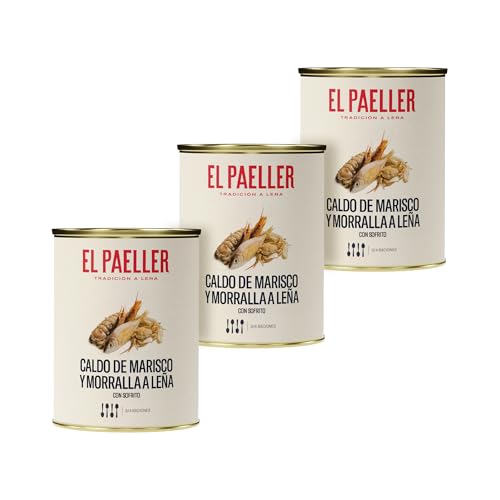 EL PAELLER - Fischfond - Über Holzfeuer gekocht mit 100% natürlichen Zutaten - Perfekt für Paella, Reisgerichte & Eintöpfe - 3er-Pack, 3L - Ohne Konservierungsstoffe von El Paeller