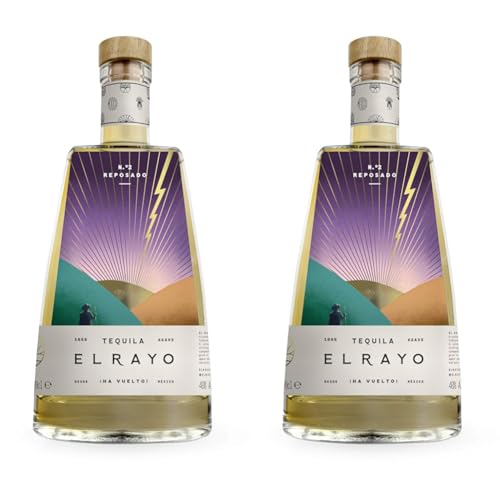 El Rayo | Tequila Reposado | 700 ml | Zu 100% aus blauer Agave | Pure Handarbeit | Warmer & weicher Geschmack (Packung mit 2) von EL RAYO HA VUELTO