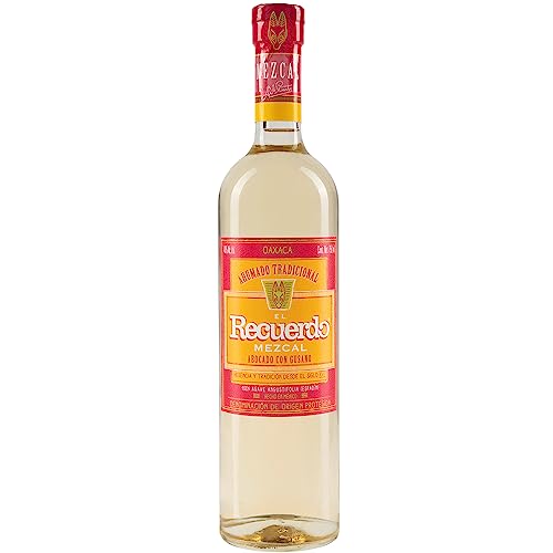 El Recuerdo Mezcal Abocado, Mezcal Flasche mit Agavenwurm, aus 100% Espadin-Agave, Inhalt 750ml, Alk 40% von EL RECUERDO MEZCAL