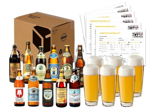 BIERPAKET + 6 Gläser + Verkostungsbögen Testpaket Bierspezialitäten 10x 0,5L Männerabend Geschenk Home Freunde Bier inkl. Pfand von ELBSCHLUCK