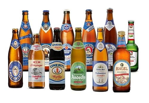 BIERPAKET ALKOHOLFREI 12 x 0,5L bayerische Biere Pils Helles Weizen Kellerbier inkl. 0,96€ Pfand Biergeschenk für Männer Fussball Ostern Mitbringsel Grillen von ELBSCHLUCK