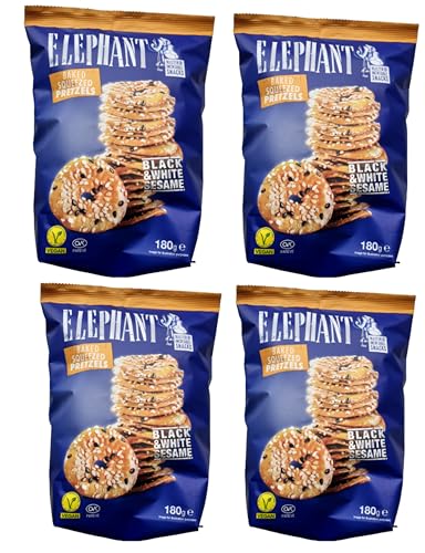 Elephant Pretzels Black & White Sesam 4 x 180g Vorteilspack von ELEPHANT