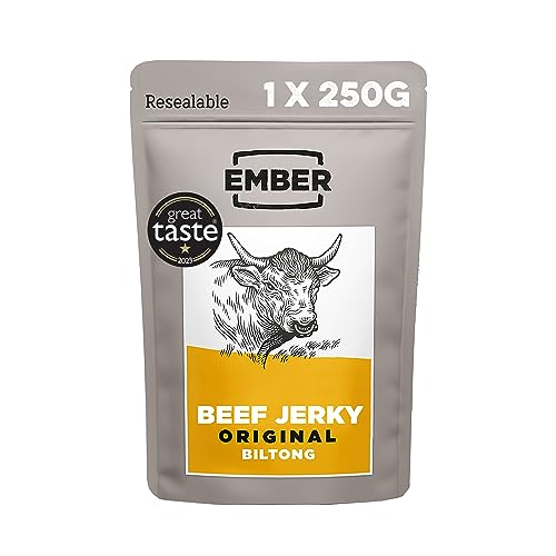 Ember Snacks - Biltong-Snack (1 x 250g Original) aus britischem und irischem Rindfleisch - hoher Eiweißgehalt - Verpackung kann variieren von EMBER