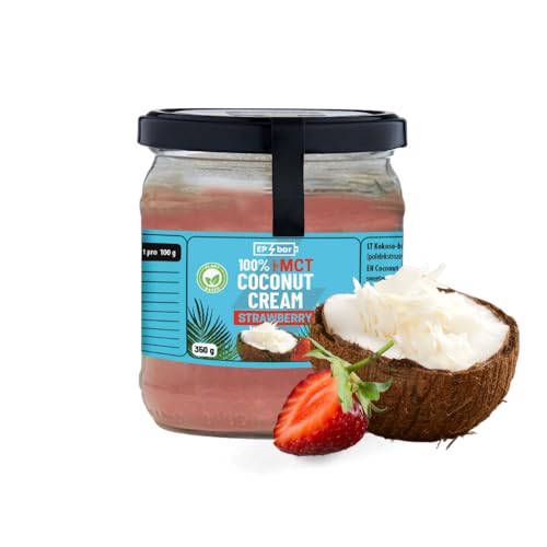 EP Bar Coconut Cream 100% Natürlich Kokoscreme mit Erdbeere | 350g | Vegan, Naturbelassen ohne Zusatzstoffe | Kokosmus Ohne Zucker, Gesund Kokosfett, Kokosnusscreme von EP Bar