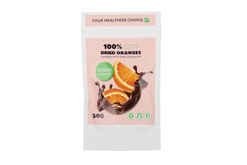 EP Bar gefriergetrocknete Früchte Orangen umhüllt von dunkler Schokolade | 50g | Schokolierte Früchte, Schokofrüchte, Fruchtfüllung von EP Bar