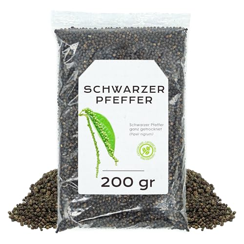 Schwarzer Pfeffer Ganz 200gr - Schwarzer Pfeffer - Pfefferkörner - Gewürze Schwarzer Pfeffer - Schwarzer Pfeffer Lose (200 gr, Schwarzer Pfeffer) von EPEL