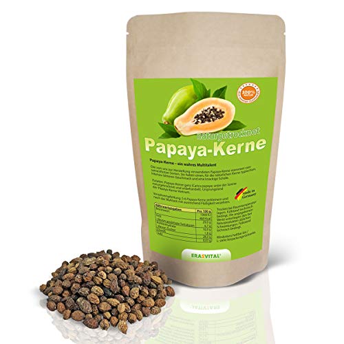 Papaya Kerne 1000 g Papaya Samen ACHTUNG! Keine hybrid Samen daher SEHR INTENSIVER natürlicher BITTERER Geschmack! Rohkost Vegan (1000) von ERASVITAL