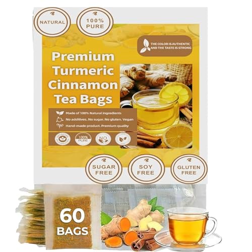 Natural Turmeric Ginger Cinnamon Tea Bags, Turmeric Ginger Herbal Tea, No Sugar, No Caffeine, No Gluten, Vegan (1 Box) von ERISAMO