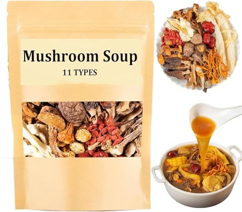 Soup Package of 11 Types of Mushrooms - Dry Abalone Nutritious, Nutritious Mushroom and Herb Soup Set, Everyday Nourishing Liver Herb Soup,45g/Bag (1 Bag) von ERISAMO