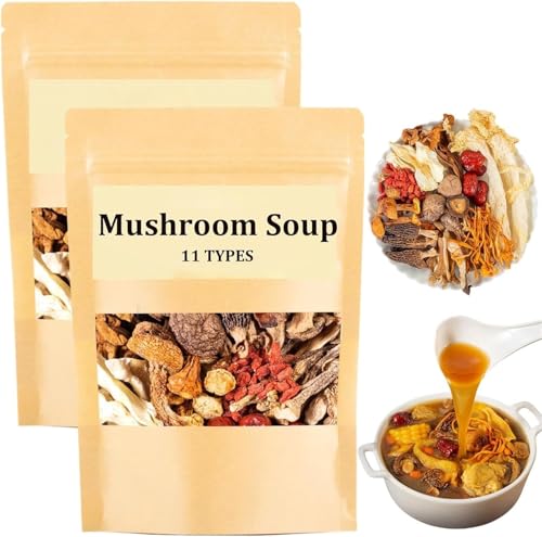 Soup Package of 11 Types of Mushrooms - Dry Abalone Nutritious, Nutritious Mushroom and Herb Soup Set, Everyday Nourishing Liver Herb Soup,45g/Bag (2 Bag) von ERISAMO