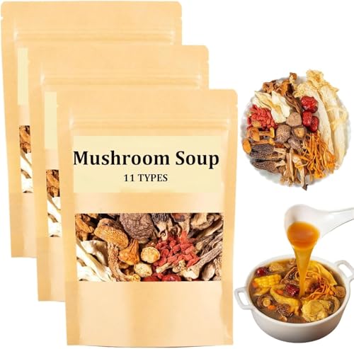 Soup Package of 11 Types of Mushrooms - Dry Abalone Nutritious, Nutritious Mushroom and Herb Soup Set, Everyday Nourishing Liver Herb Soup,45g/Bag (3 Bag) von ERISAMO