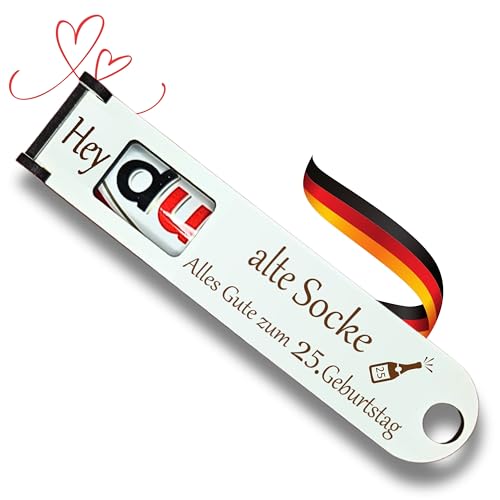 Hey du alte Socke! - 25. Geburtstag Geschenkbox Set - Originelle DUPLO Schokoriegel Geschenkidee mit Geldschein-Fach zum Personalisieren, Deko für Frau und Mann von ESCAPE HELDEN