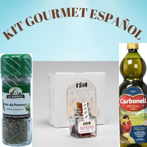 Spanisches Gourmet-Set: Provenzalische Kräuter La Barraca + Carbonell Natives Olivenöl Extra + Esir Pushal Safran von ESIR