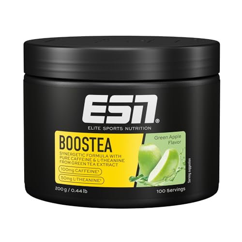 ESN Boostea, Green Apple, 200 g, Booster mit Koffein, L-Theanin und Grüntee-Extrakt, geprüfte Qualität - made in Germany von ESN