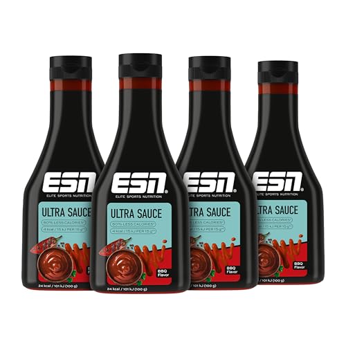 ESN Premium Ultra Sauce, BBQ, 4 x 285 ml, Ideale Sauce für Diät und bewusste Ernährung, geprüfte Qualität von ESN