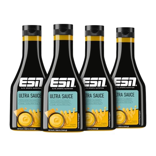 ESN Premium Ultra Sauce, Cheddar Cheese, 4 x 285 ml, Ideale Sauce für Diät und bewusste Ernährung, geprüfte Qualität von ESN