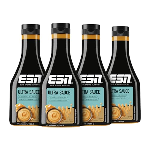 ESN Premium Ultra Sauce, Honey Mustard, 4 x 285 ml, Ideale Sauce für Diät und bewusste Ernährung, geprüfte Qualität von ESN