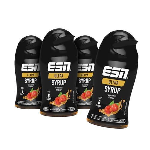 ESN Ultra Syrup, 4er Pack, 4 x 65ml - Guarana, zuckerfreier Getränkesirup für bis zu 32 Liter Fertiggetränk von ESN