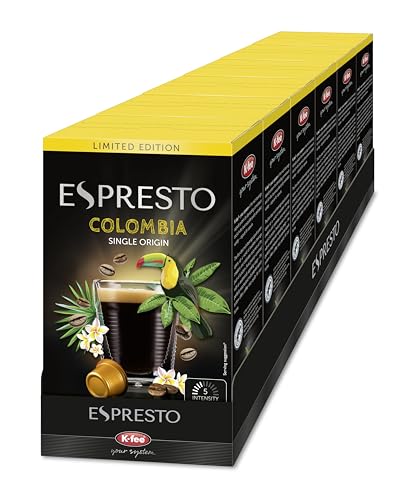 ESPRESTO Single Origin Colombia Lungo I Kaffeekapseln I Intensität 5/12 I kompatibel mit K-fee & Expressi I RFA zertifiziert I 96 Kapseln von ESPRESTO