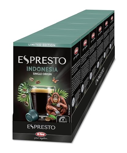 ESPRESTO Single Origin Indonesia Lungo I Kaffeekapseln I Intensität 8/12 I kompatibel mit K-fee & Expressi I RFA zertifiziert I 96 Kapseln von ESPRESTO