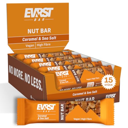 EVRST Nut Bar Caramel & Sea Salt | Nussriegel | 17% Protein | (15 Riegel x35g) | Vegan | Ballaststoffreich von EVRST