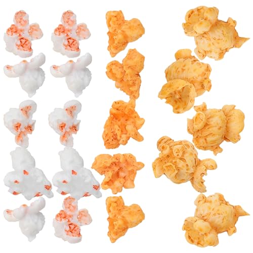 EXCEART 20Pcs Popcorn Charme Miniatur Harz Künstliche Popcorn Lebensechte Mini Lebensmittel Accent Flatback Perlen Verschönerung für DIY Schmuck Der Landschaft Puppenhaus Foto Prop von EXCEART